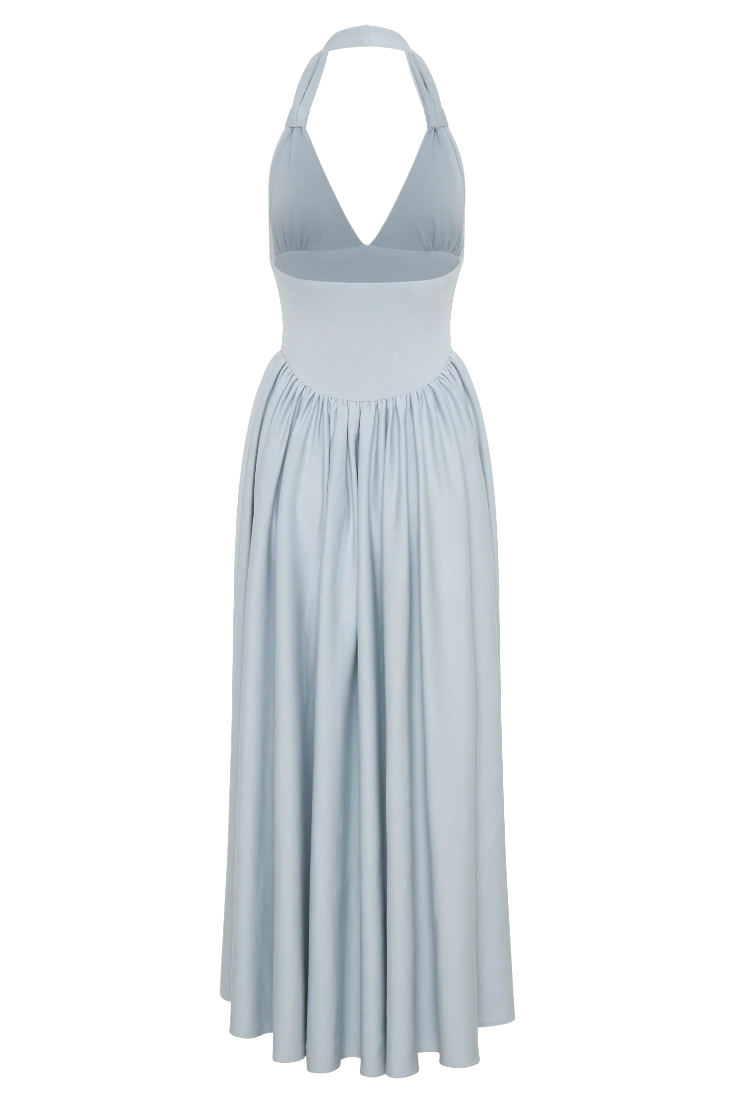 Angelina Scuba Halter Midi Dress - Pale Blue