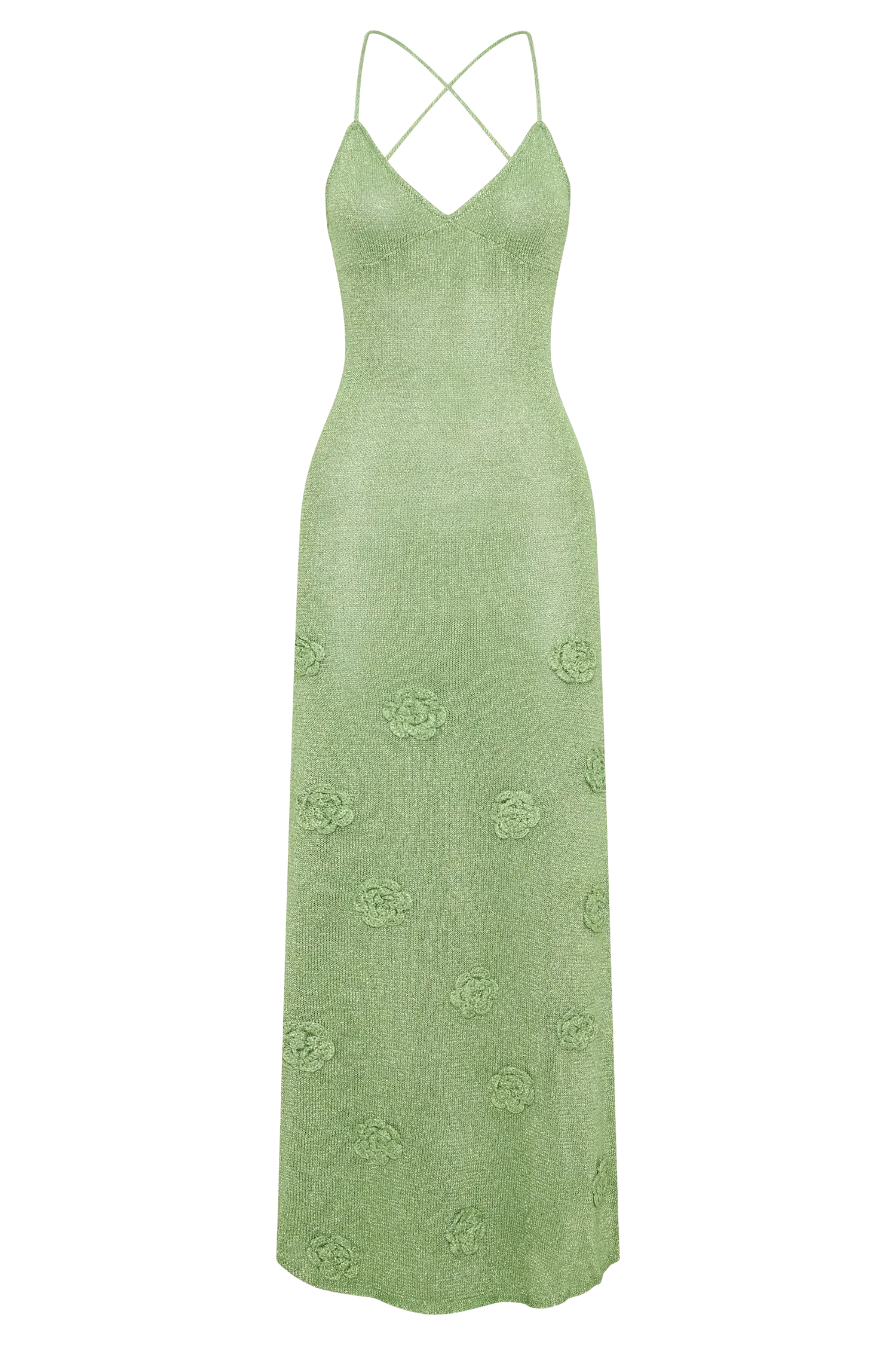 Suki Metallic Knit Maxi Dress - Pastel Green
