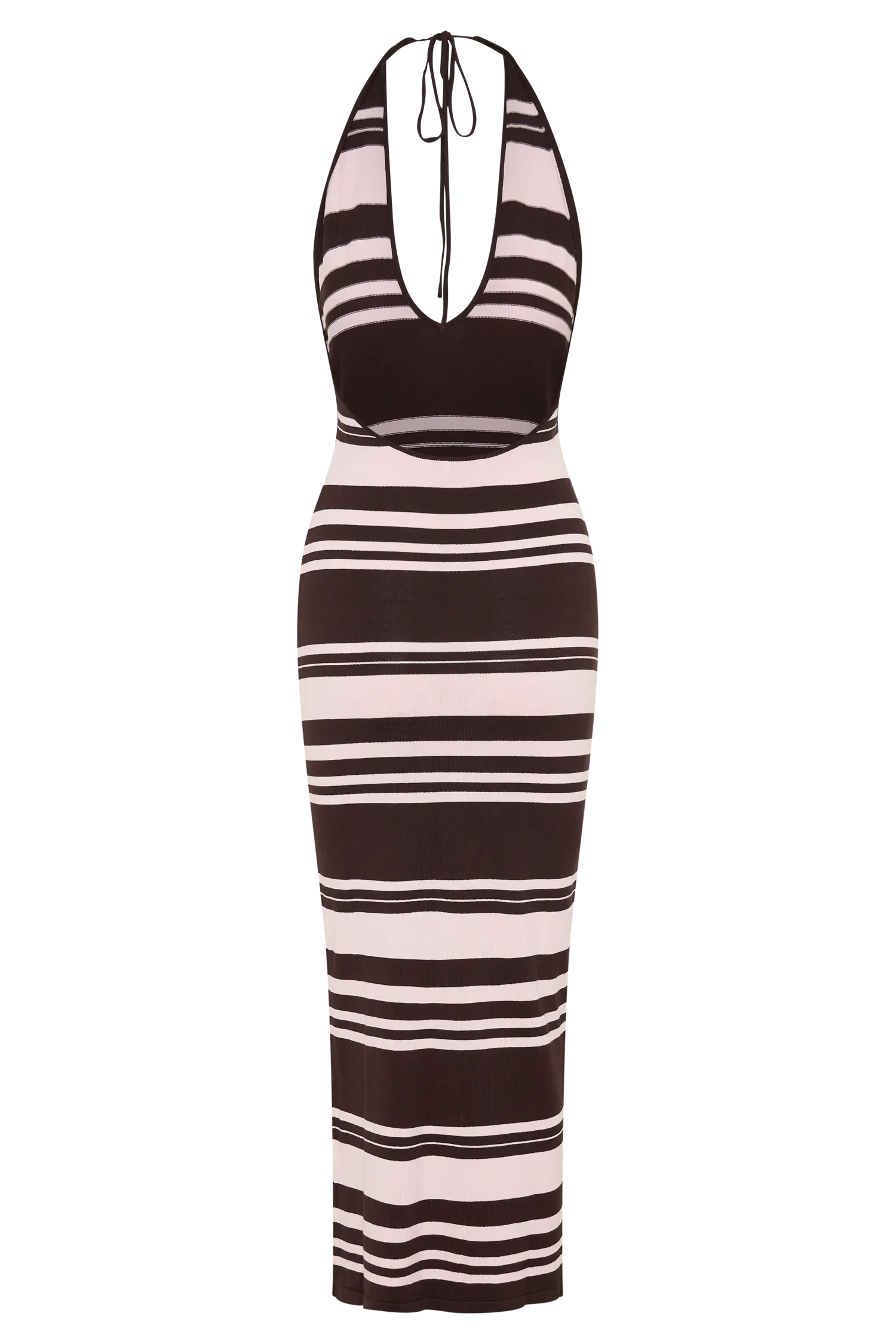 Brienne Stripe Midi Dress - Pink/Chocolate