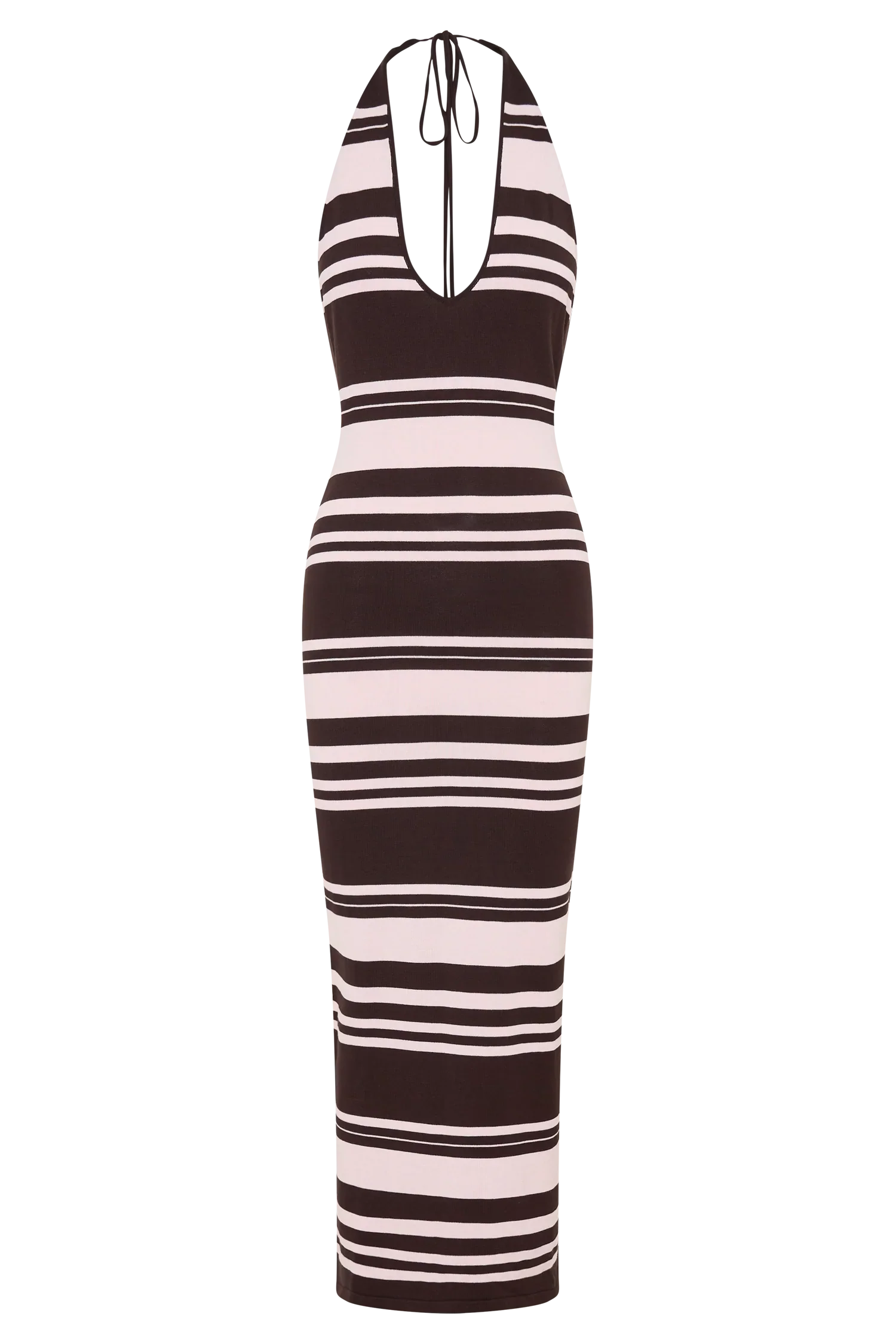Brienne Stripe Midi Dress - Pink/Chocolate