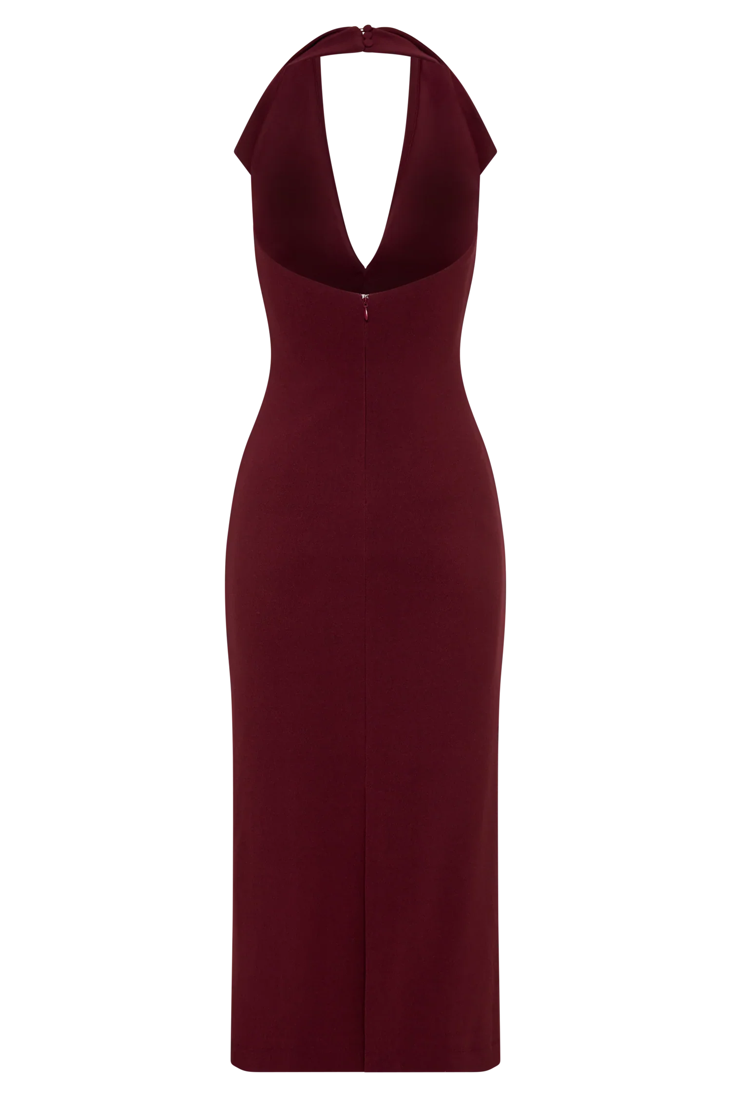 Annita Crepe Halter Midi Dress - Merlot
