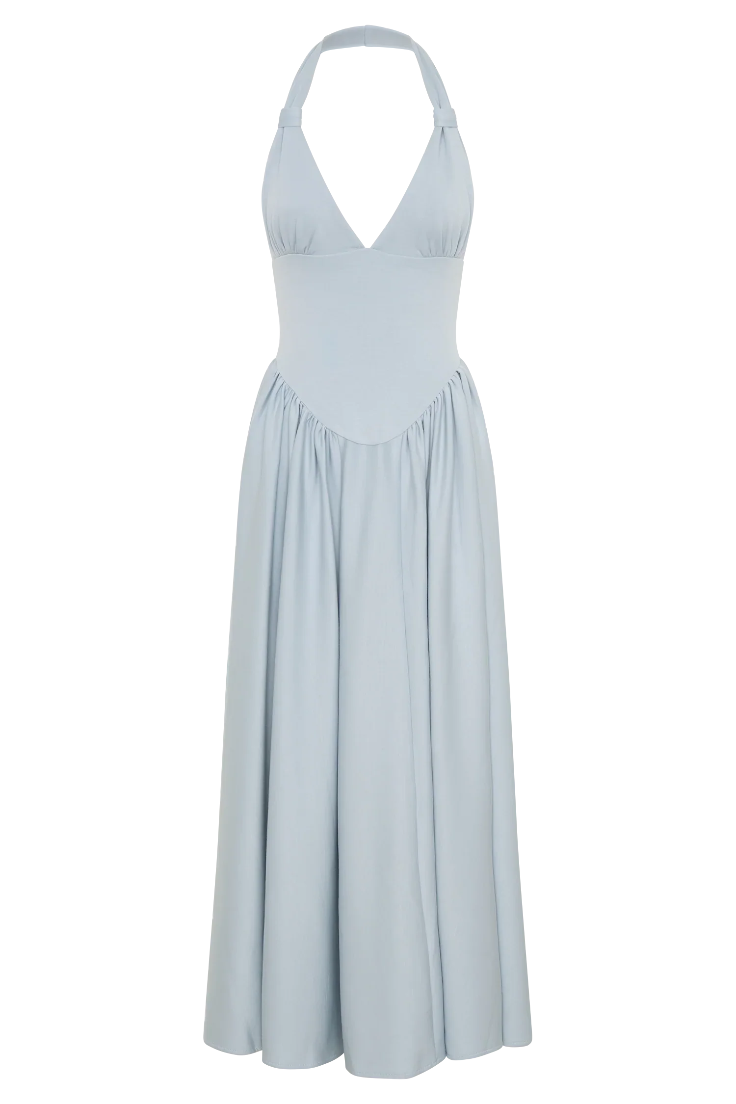 Angelina Scuba Halter Midi Dress - Pale Blue