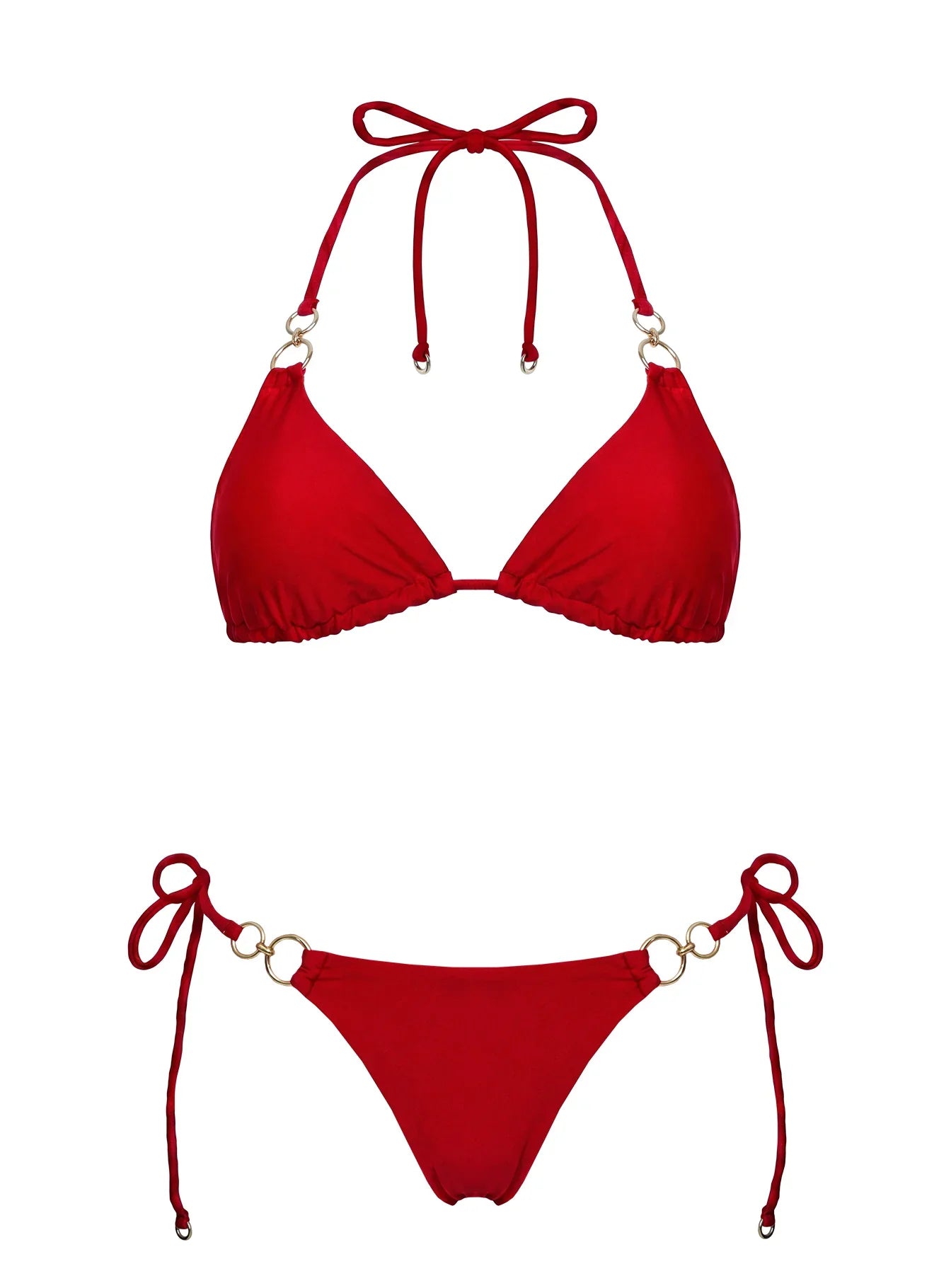 Coastal Chaos Tie Side Bikini Bottoms Red