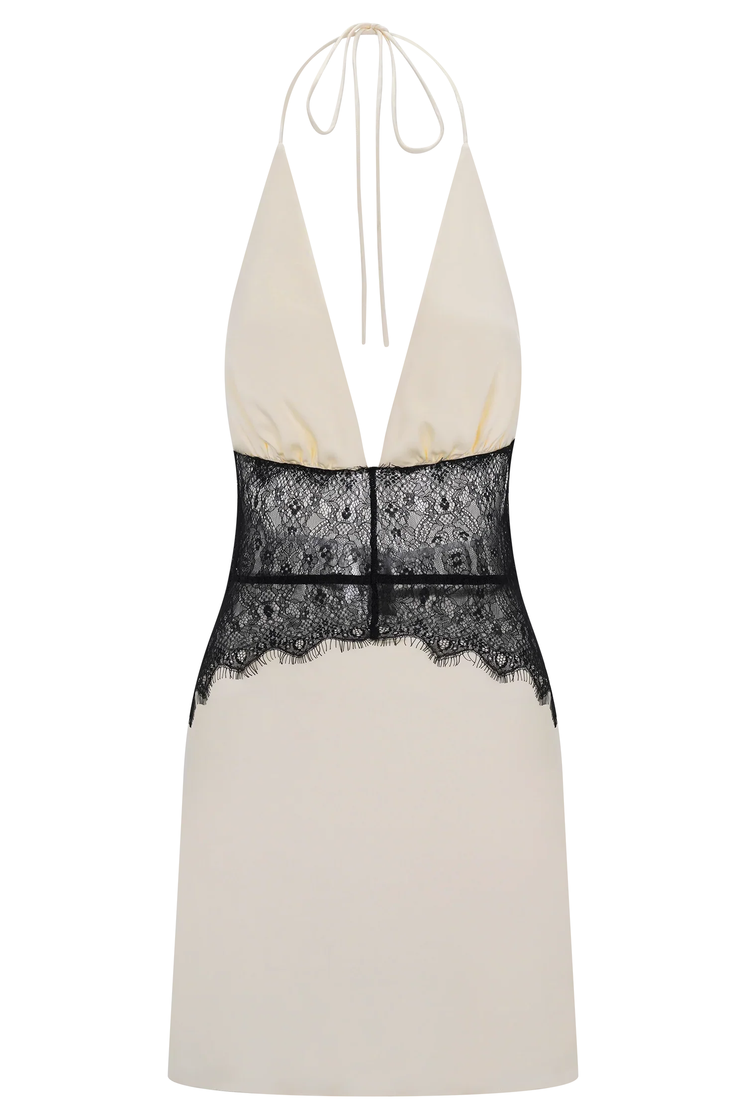 Dinah Lace And Satin Mini Dress - Black/Ivory